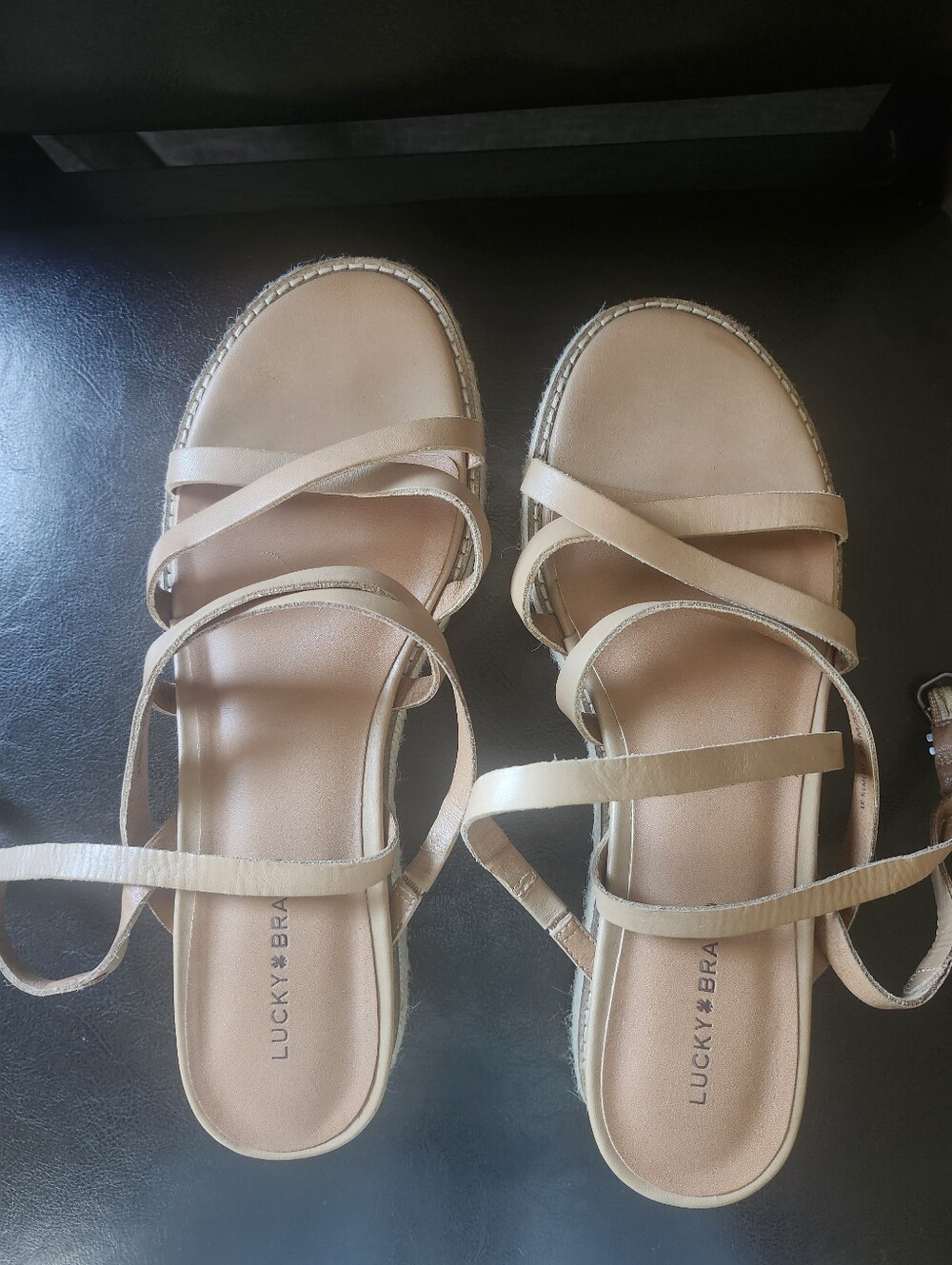 Lucky Brand Beige/Tan Strappy Flat Sandals